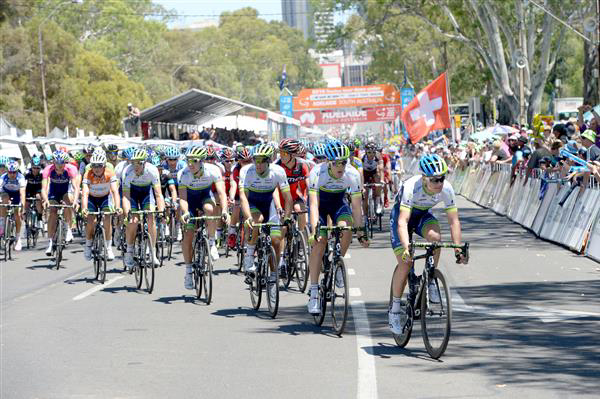 Orica-GreenEdge at the front